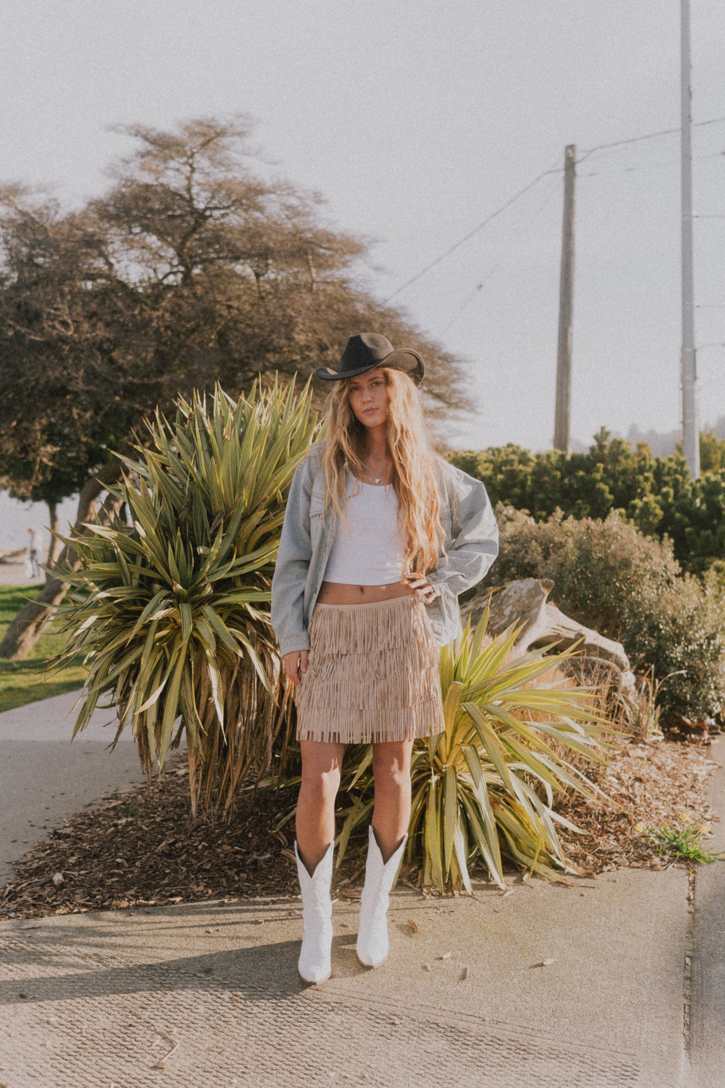 Faux Suede Fringe Skirt