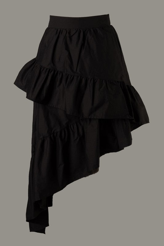Ruffle Asymmetrical Hem Skirt