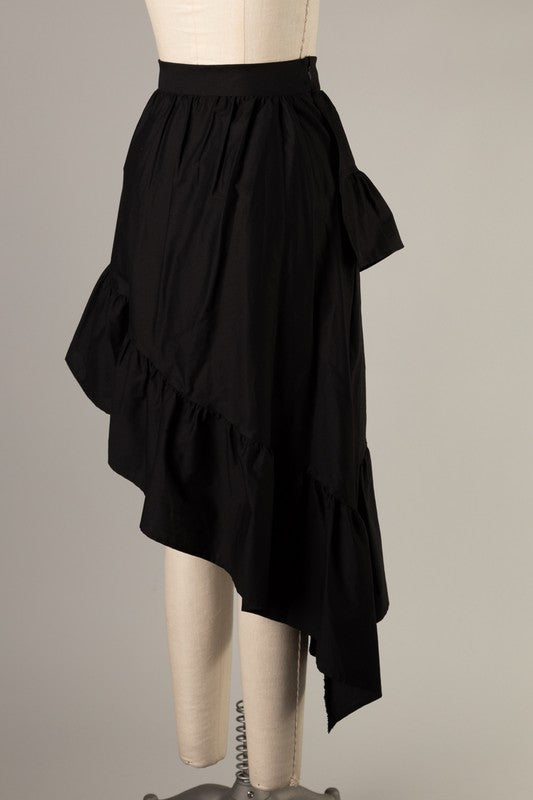 Ruffle Asymmetrical Hem Skirt